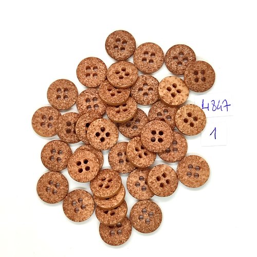 36 boutons en résine marron / beige foncé - 14mm - tr4847