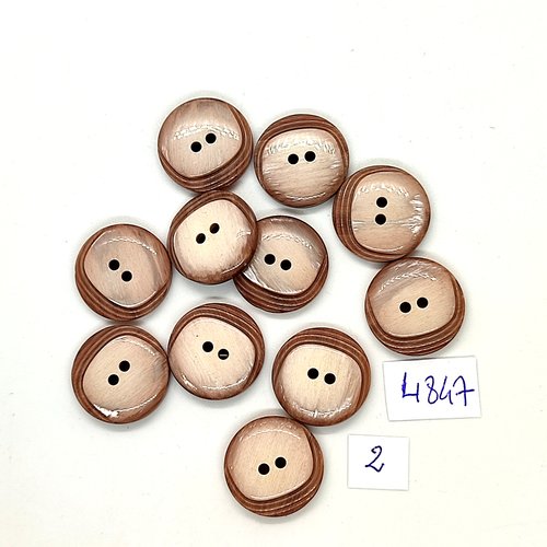 11 boutons en résine beige et marron - 18mm - tr4847
