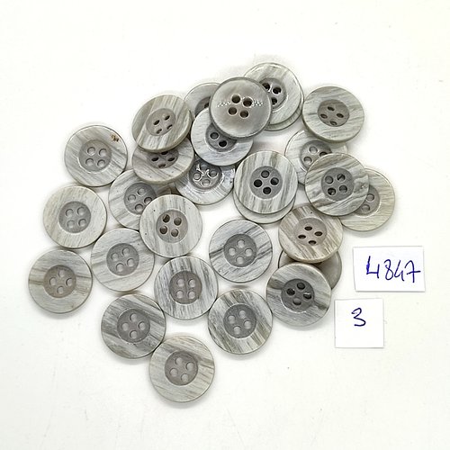 28 boutons en résine gris - 15mm - tr4847