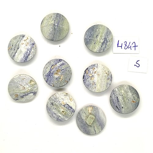 9 boutons en résine gris / bleu - 18mm - tr4847