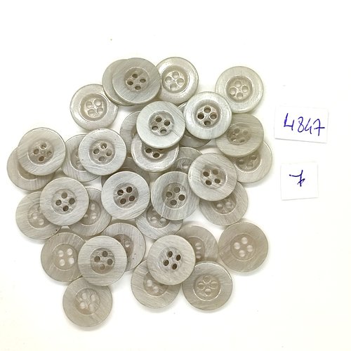 35 boutons en résine gris - 15mm - tr4847