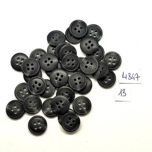37 boutons en résine gris foncé - 14mm - tr4847