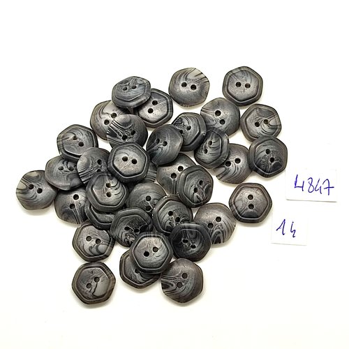 35 boutons en résine gris foncé - 13mm - tr4847