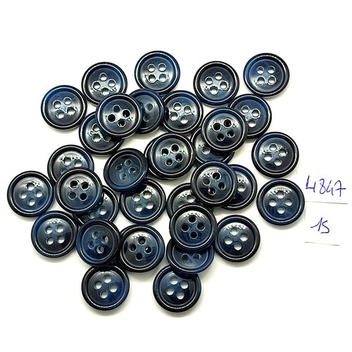 30 boutons en résine bleu foncé - 15mm - tr4847