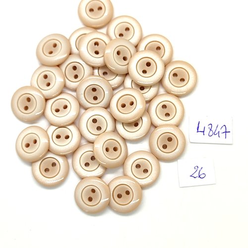 29 boutons en résine beige - 14mm - tr4847