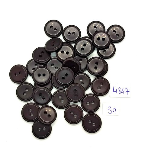 35 boutons en résine noir / marron foncé - 15mm - tr4847
