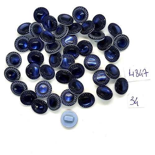 44 boutons en résine bleu - 11mm - tr4847