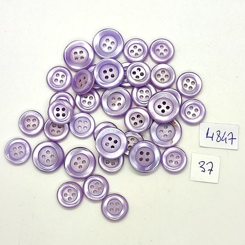 38 boutons en résine lilas - 14mm et 11mm - tr4847