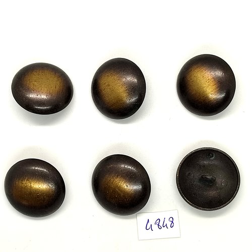 6 boutons en métal bronze et doré - 25mm - tr4848