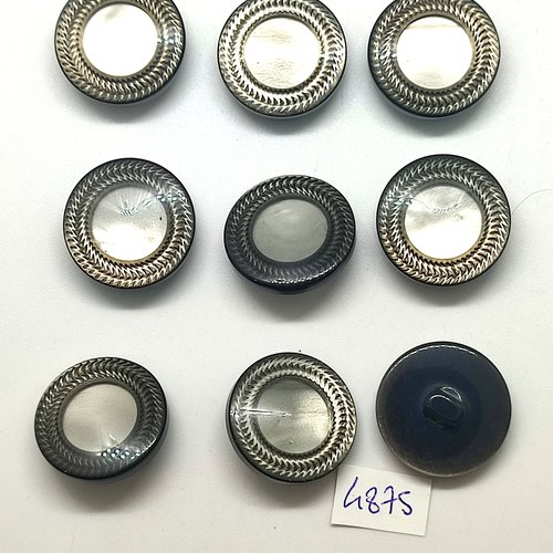 9 boutons en résine gris - 22mm - tr4875