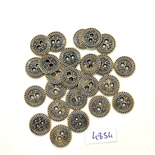 24 boutons en métal doré - 15mm - tr4854