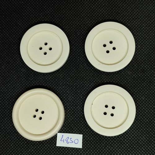 4 boutons en résine blanc- 35mm - tr4850