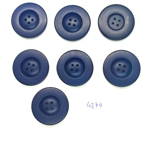 7 boutons en résine bleu foncé - 30mm - tr4878