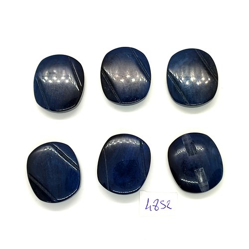 6 boutons en résine gris / bleu - 24x28mm - tr4852