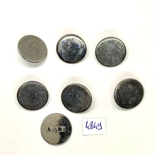 7 boutons en métal argenté - 20mm - tr4849