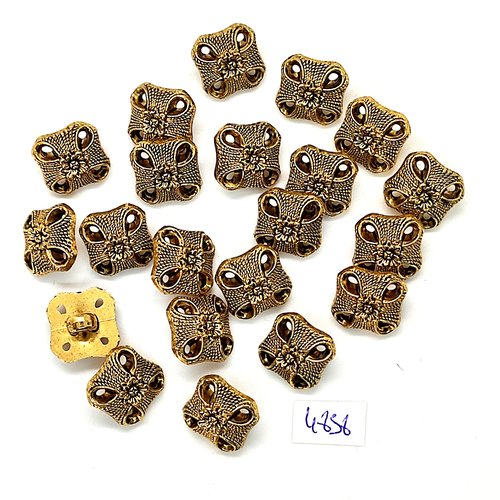 21 boutons en résine doré - 13x13mm - tr4858
