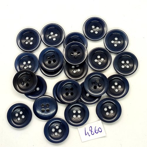 24 boutons en résine bleu foncé - 15mm - tr4860