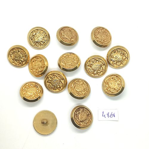 14 boutons en résine doré - 20mm - tr4868