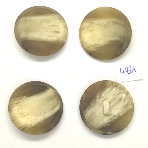 4 boutons en résine vert / blanc cassé - 30mm - tr4881