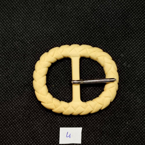 1 boucle de ceinture en résine jaune clair / ivoire - 45x57mm