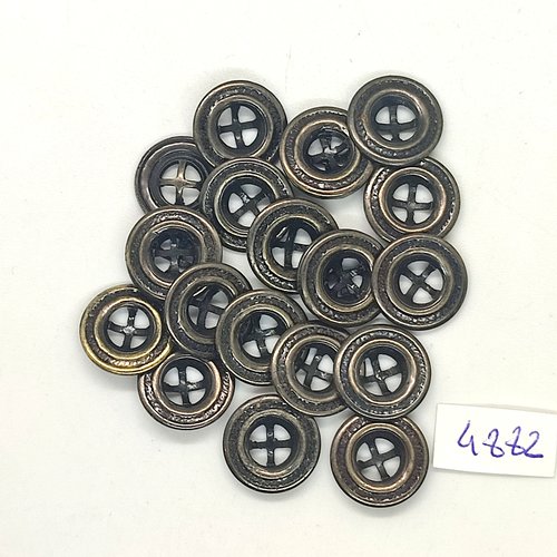 20 boutons en métal bronze - 14mm - tr4882