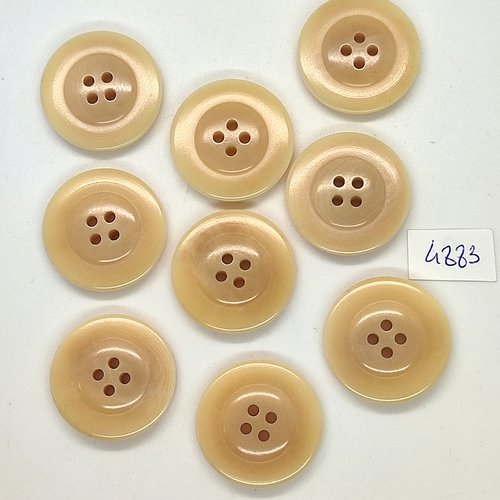 9 boutons en résine beige - 25mm - tr4883
