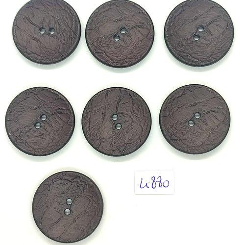 7 boutons en résine marron foncé - 28mm - tr4880