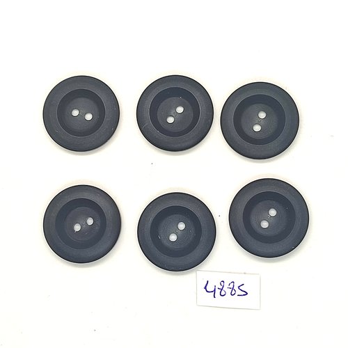 6 boutons en résine noir - 22mm - tr4885
