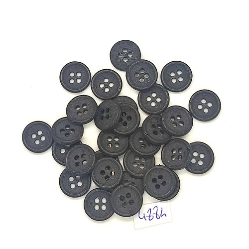30 boutons en résine noir - 13mm - tr4884