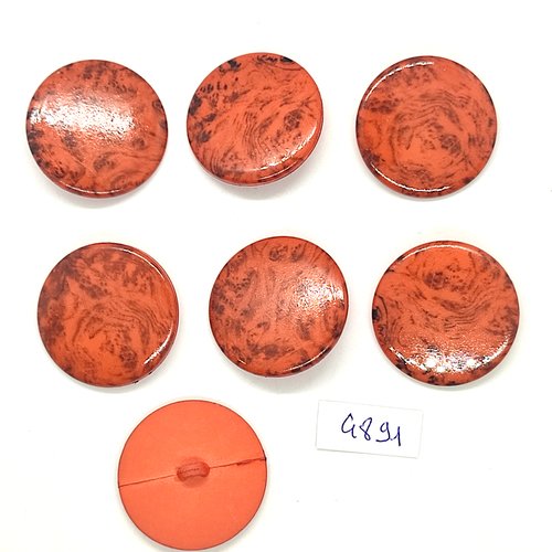 6 boutons en résine orange foncé - 30mm - tr4891