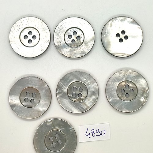 7 boutons en résine gris - 28mm - tr4890