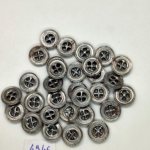 30 boutons en métal argenté - 14mm - tr4946