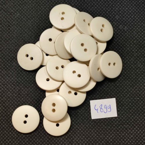 25 boutons en résine blanc - 16mm - tr4899