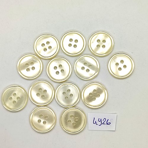 13 boutons en résine beige - 18mm - tr4926