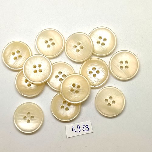 13 boutons en résine beige - 20mm - tr4923
