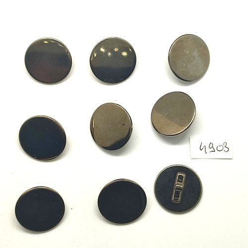 9 boutons en métal argenté - 20mm - tr4903
