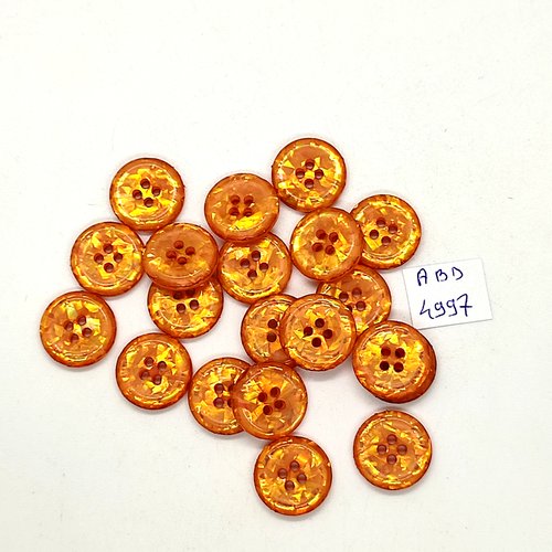 20 boutons en résine orange foncé brillant - 15mm - tr4997