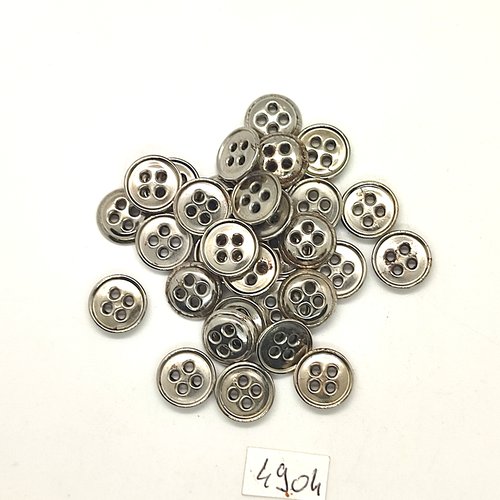 25 boutons en métal argenté - 12mm - tr4904