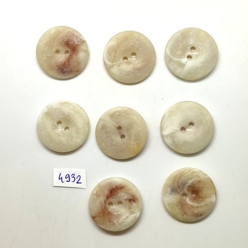 8 boutons en résine beige - 25mm - tr4932