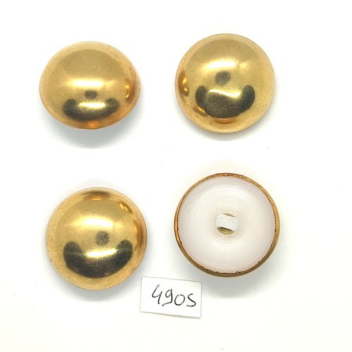 4 boutons en métal doré et nylon - 27mm - tr4905