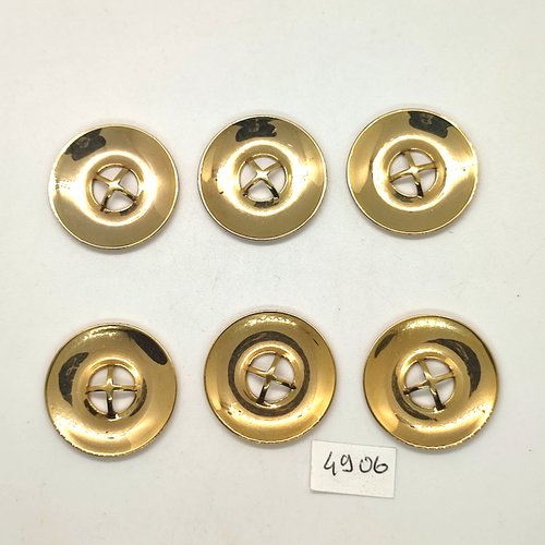 6 boutons en métal doré - 28mm - tr4906