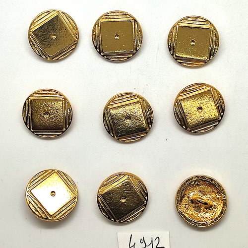 9 boutons en métal doré - 18mm - tr4912
