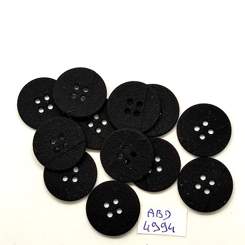 11 boutons en résine noir - 20mm - tr4994