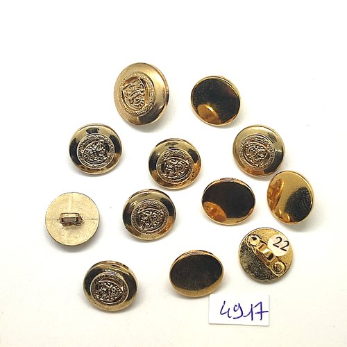 12 boutons en résine doré - 18mm et 15mm - tr4917