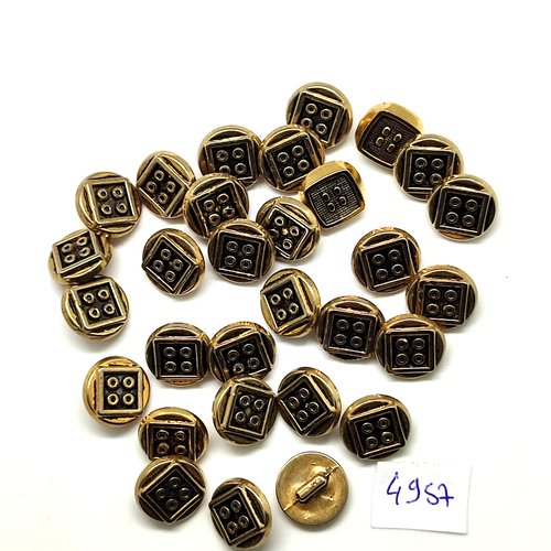 30 boutons en résine doré - 14mm - tr4957