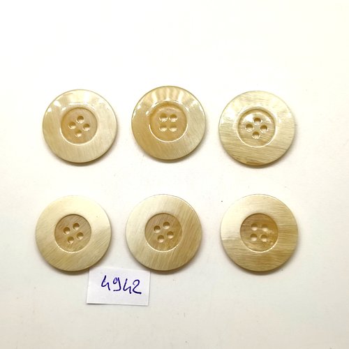 6 boutons en résine beige - 25mm - tr4942
