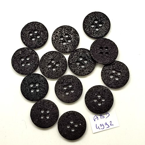 13 boutons en résine noir - 18mm - tr4992