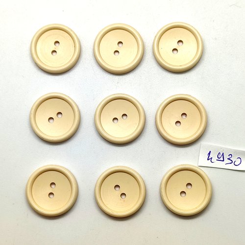 9 boutons en résine beige clair - 20mm - tr4930