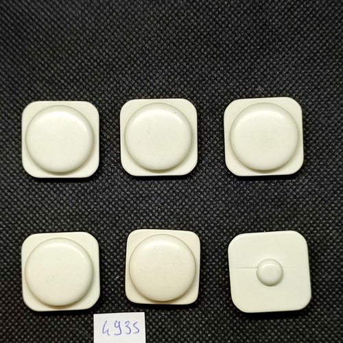 6 boutons en résine blanc cassé - 24x24mm - tr4935