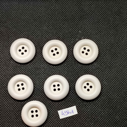 7 boutons en résine blanc - 23mm - tr4941